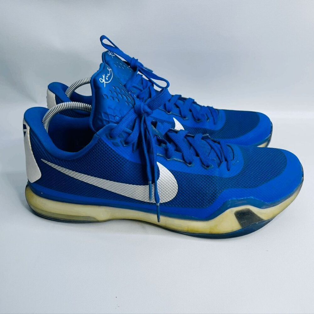 Nike Kobe X 10 TB 813030-402 Game Royal Metallic Silver White‎ Mens Size 14.5